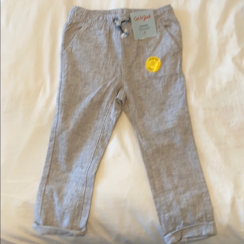 NWT Grey Linen /cotton blend boys pants Cat & Jack